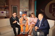 6ix9ine on the sets of El Gordo Y La Flaca in September of this year (Image via Getty)