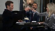 Lucas, Marco and Ava made a toast to Lucas moving in with Marco | Image: ABC