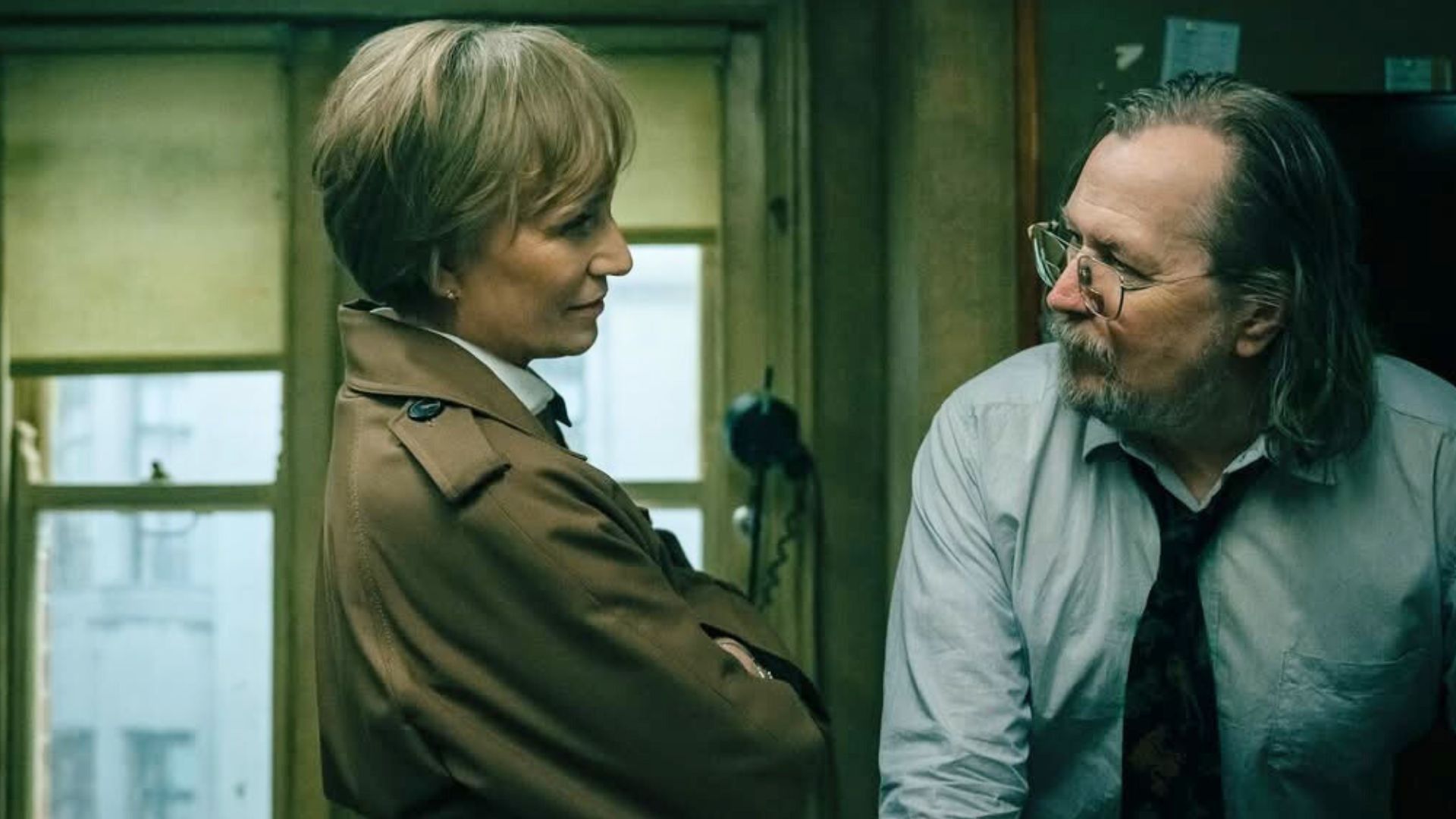 Kristin Scott Thomas and Gary Oldman in Slow Horses | Image via Instagram: see_saw_films