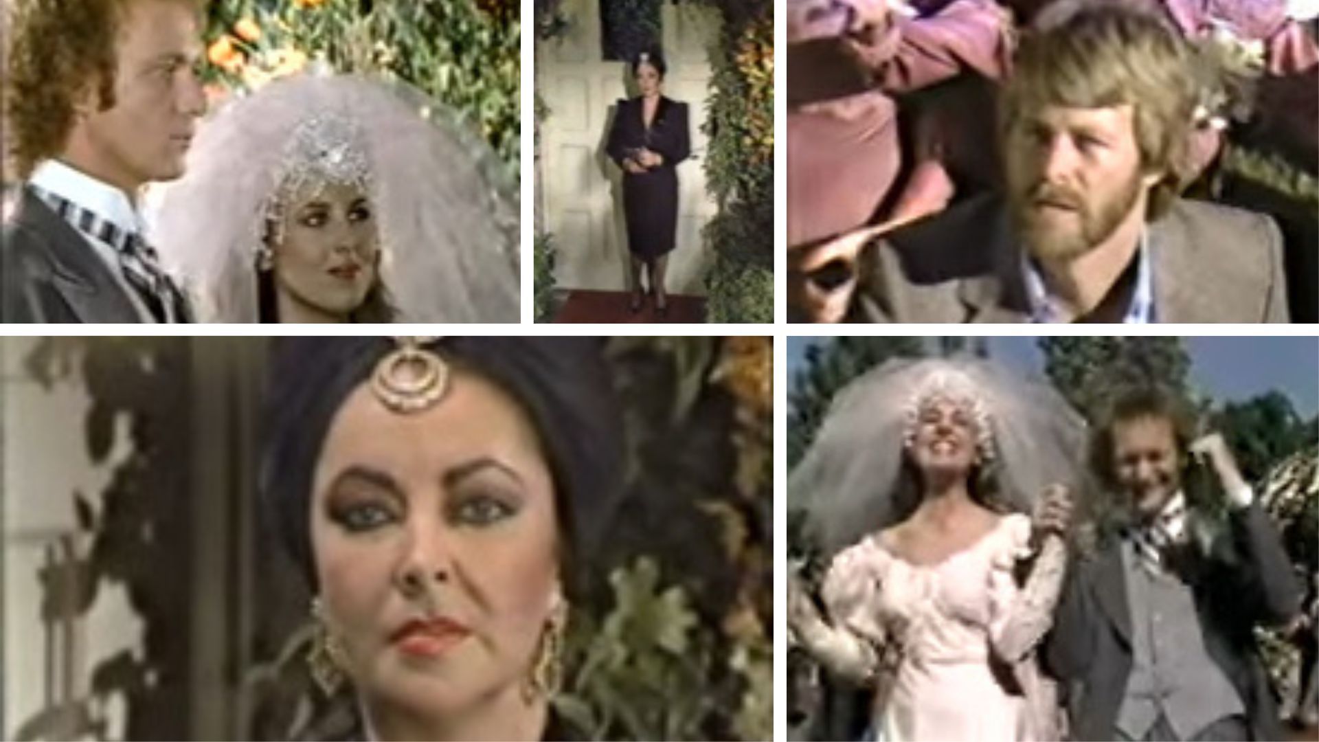 Anthony Geary (Luke), Genie Francis (Laura), Scotty (Kin Shriner), and Helena Cassadine (Elizabeth Taylor) on General Hospital | Image: YouTube