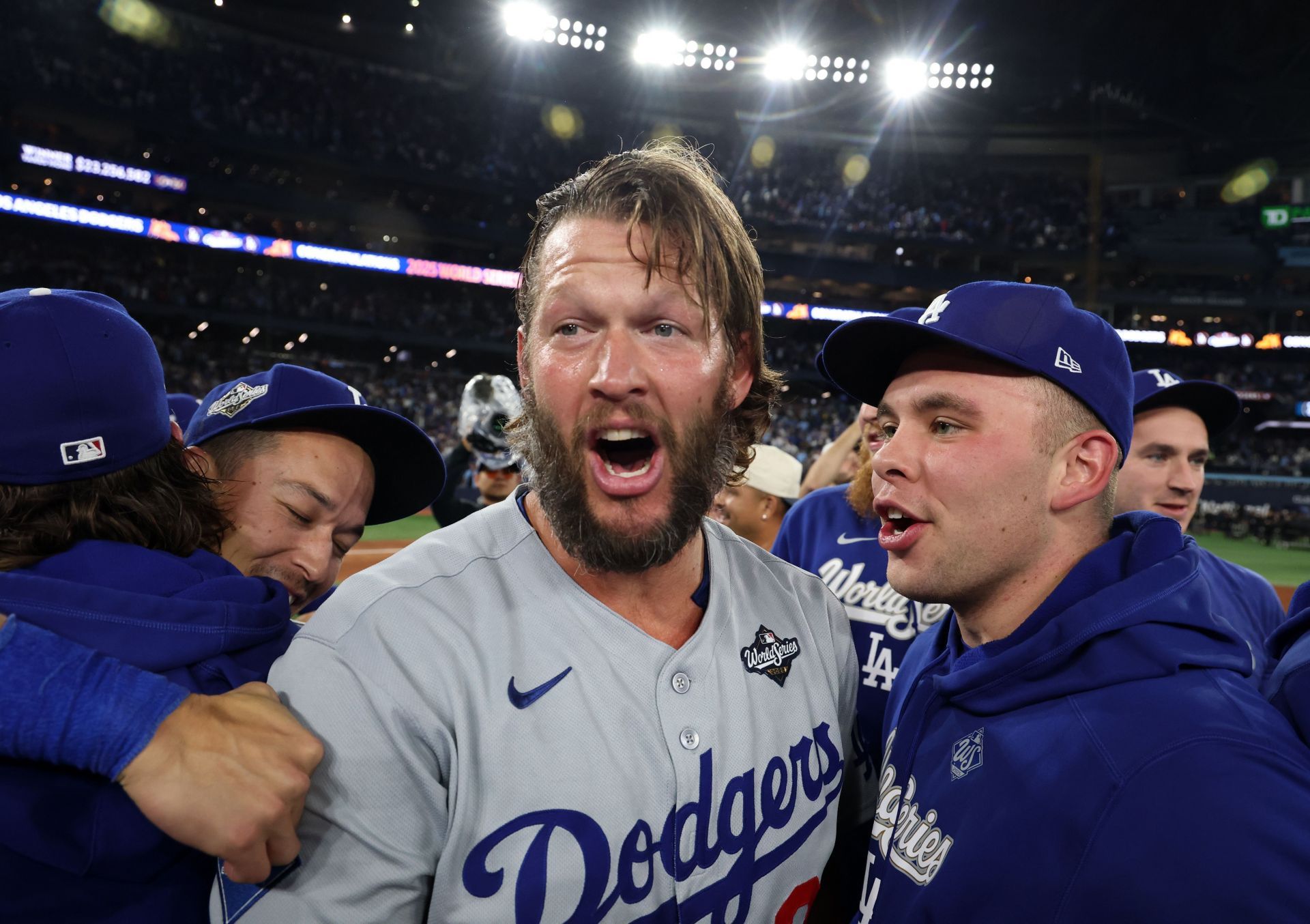 Dodgers and Blue Jays in game 7 of the world series at Rogers Centre. - Source: Getty