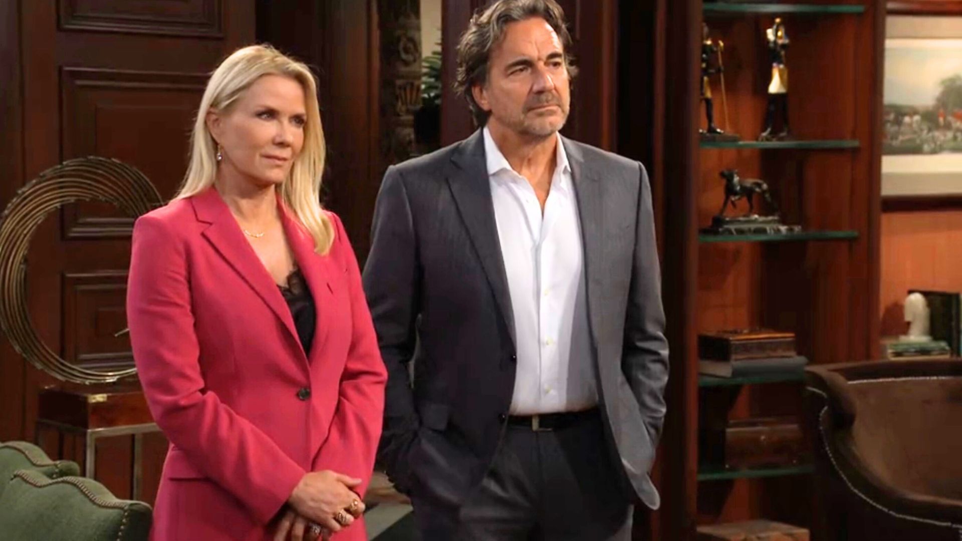 Brooke and Ridge in the CEO&#039;s office on The Bold and the Beautiful | Image: CBS