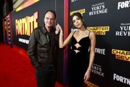 Quentin Tarantino and wife Daniella at Fortnite Now Playing Celebrates Quentin Tarantino's "The Lost Chapter: Yuki's Revenge" Starring Uma Thurman. Image via Getty.
